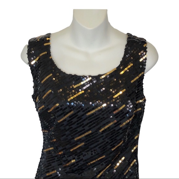 GS Jodi Kristopher Black & Gold Sequin Short Prom Dress Sexy Black Dress’s Small - Picture 5 of 9
